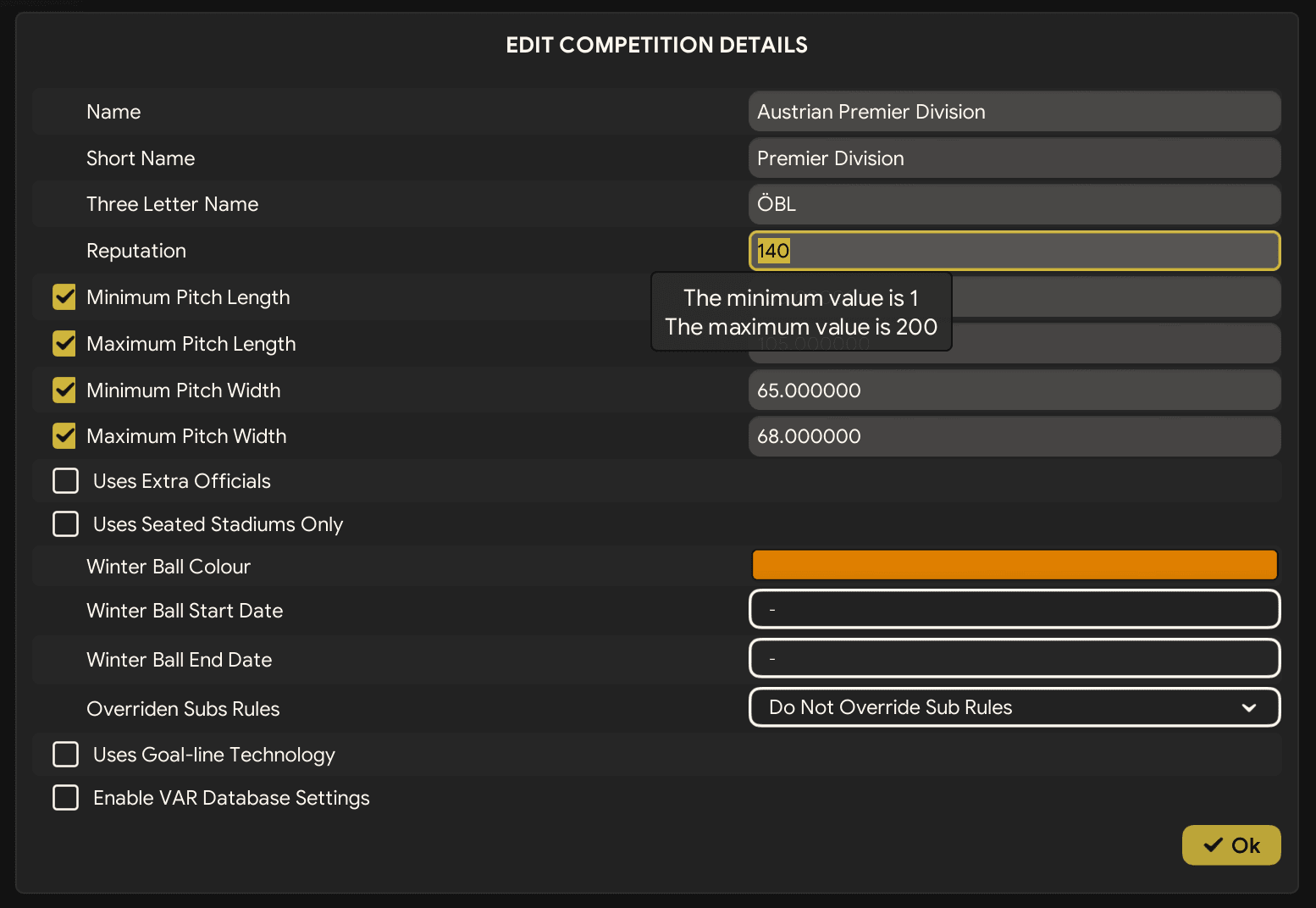 How to find your league's reputation using the Pre-Game Editor